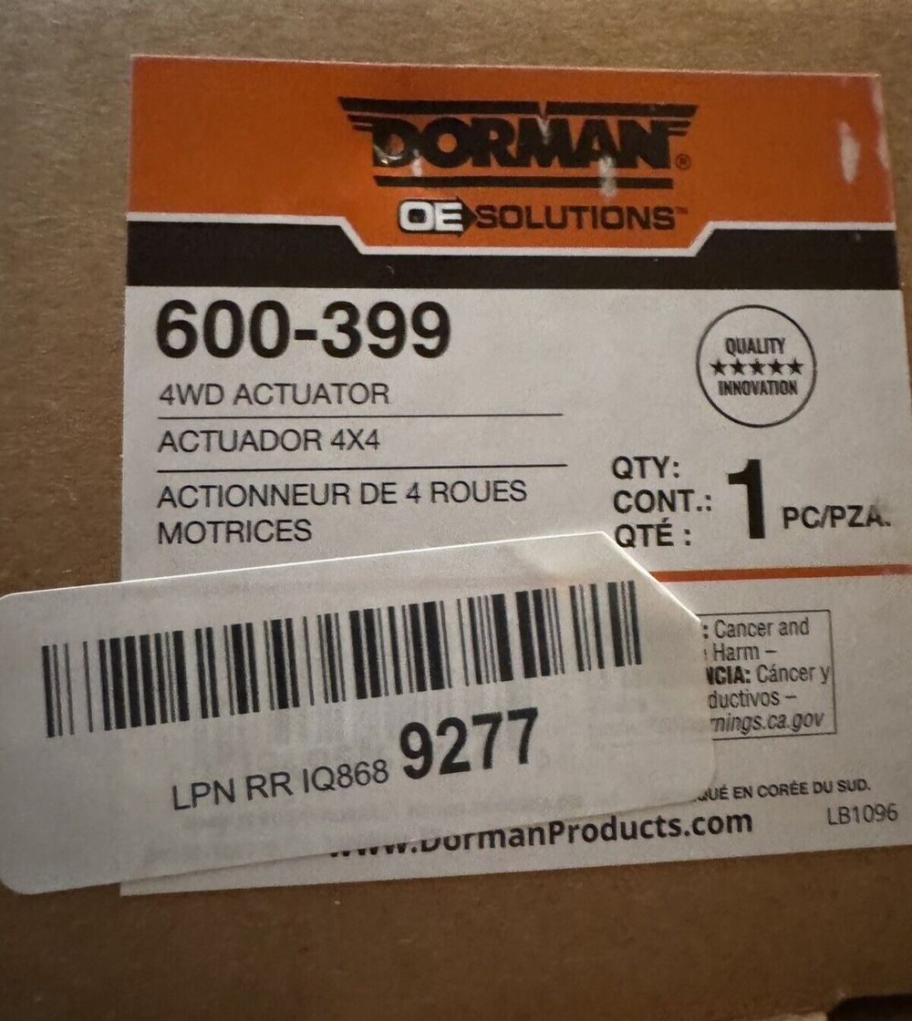 Dorman 600-399 Front Differential Lock Actuator Compatible with Select Dodge - R – a box of orange and black tape