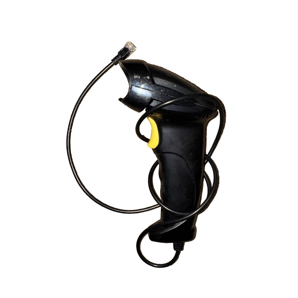 Soon Mark 1D Wired Laser Barcode Scanner – a black blower with a yellow handle