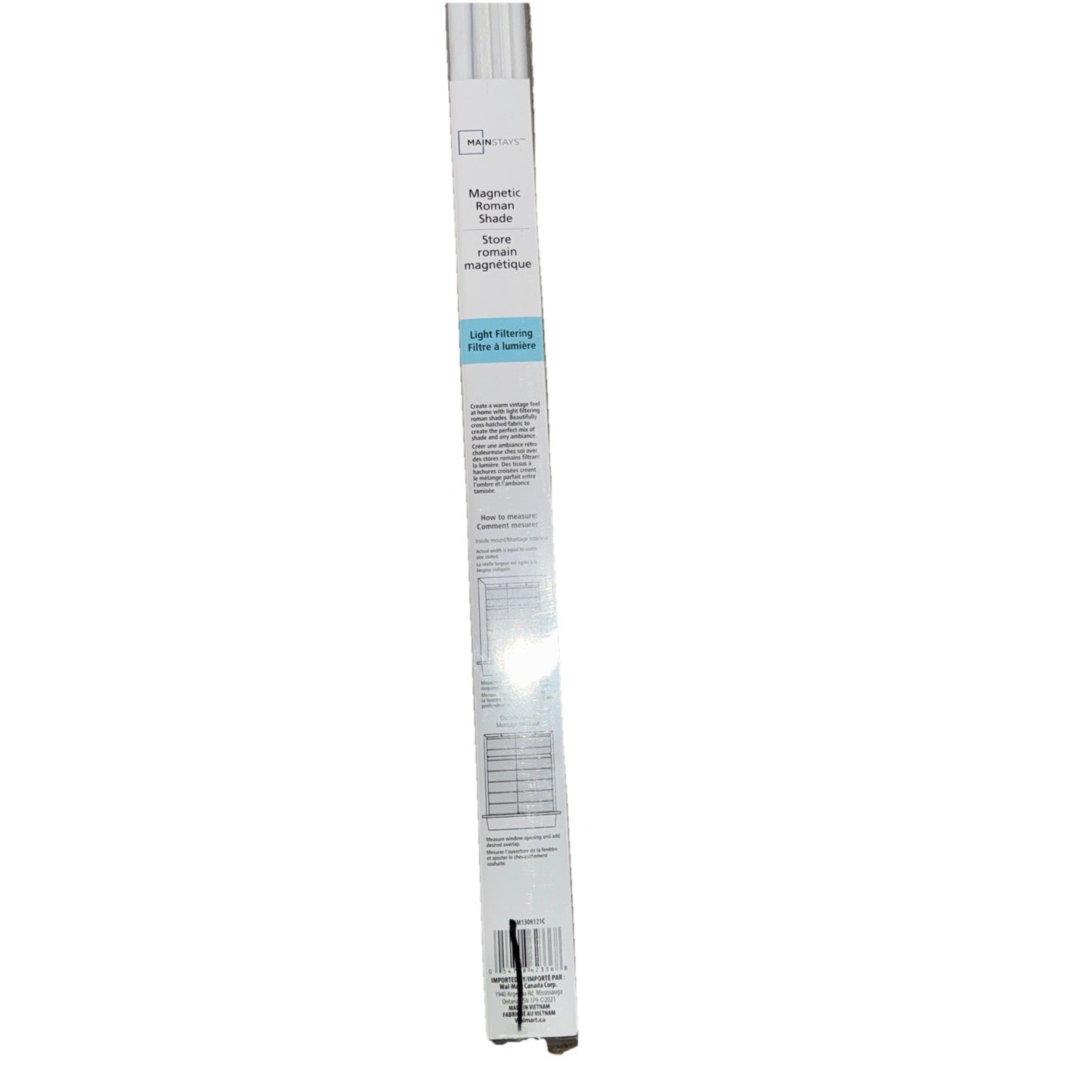 Main Stays Magnetic Roman Shade 33" x 64" Light Filtering - White
