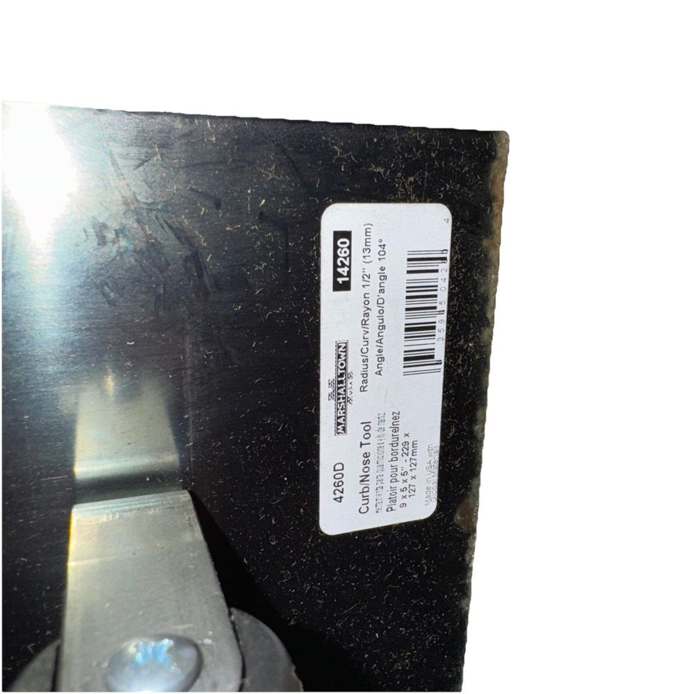 Concrete Curb Tool 9 X 5 X 5 Nose Tool 1/2 Radius Marshall Town, Marshalltown – a close up of a parking meter with a barcode