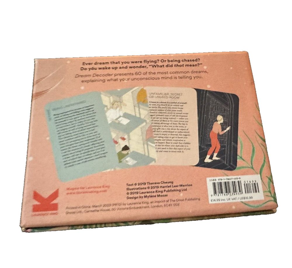 Dream Decoder: 60 Cards to Unlock Your Unconscious, DaveyDooDeals – the book cover for the book, showing a picture of a woman in a red dress