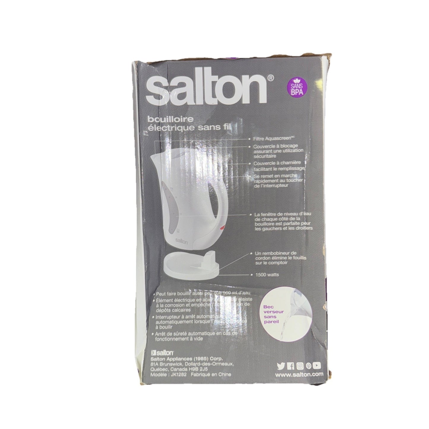 Salton Electric Jug Kettle, Std, White