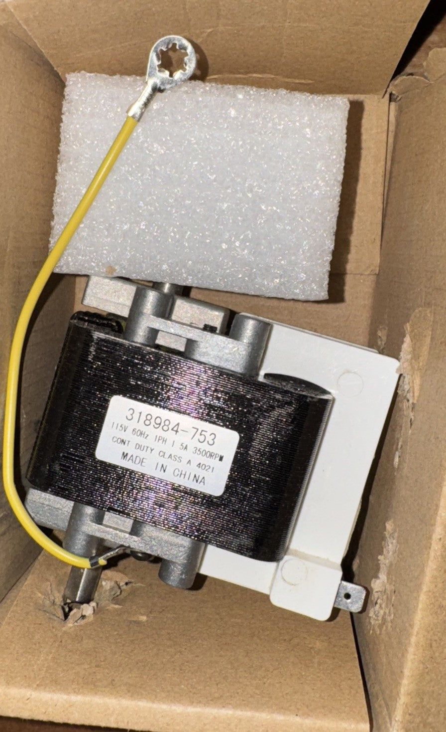 318984-753 Furnace Inducer Draft Draft Motor Assembly, PRYSM – a box with a small white object inside