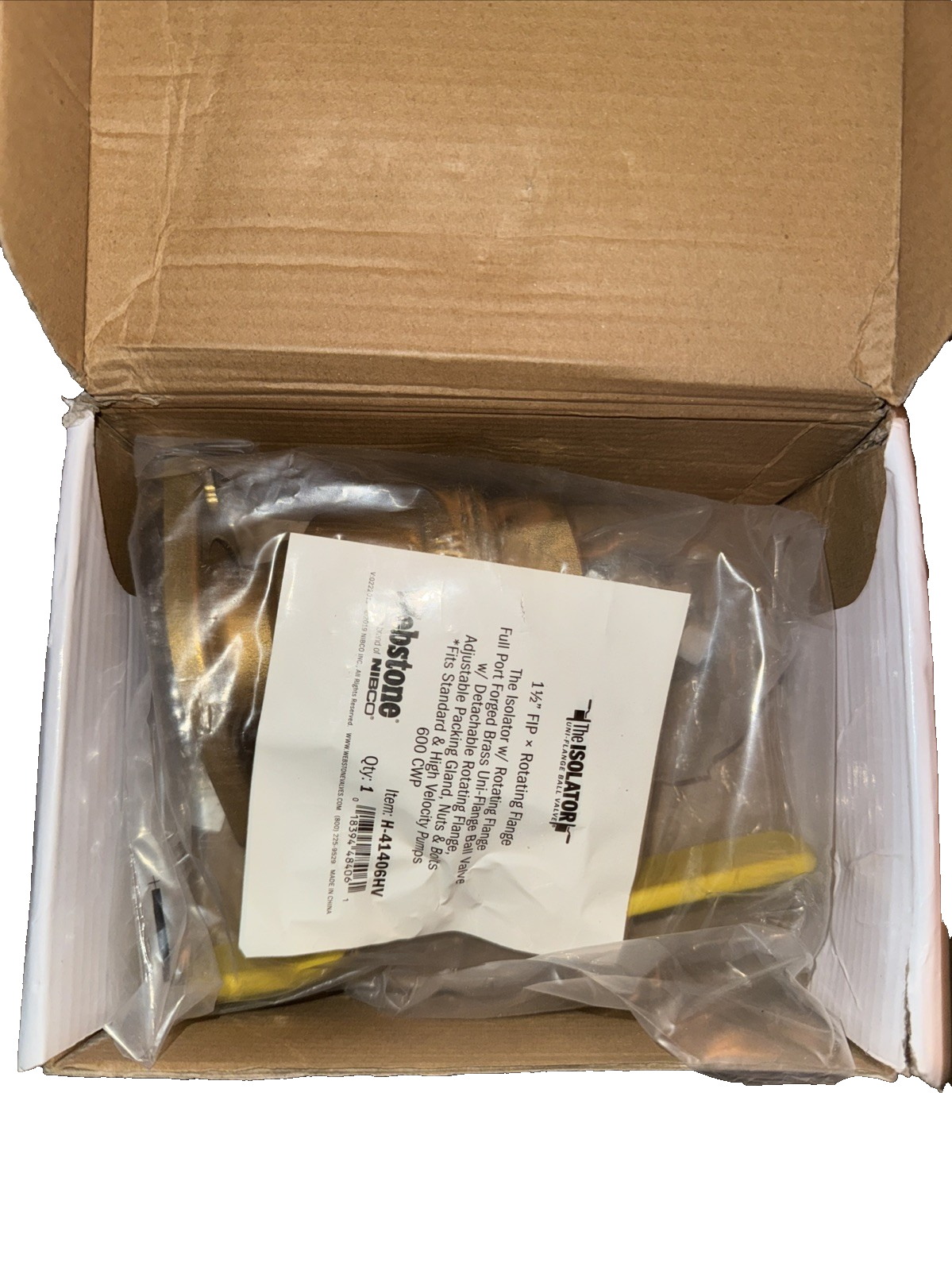 Webstone The Isolator H-41406HV Ball Valve, 1-1/2 in, IPSxRotating Flange