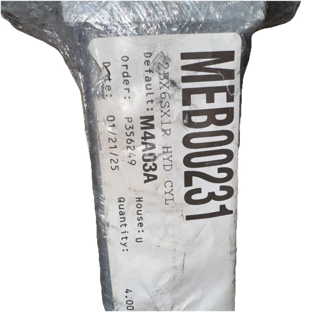 Hydraulic Cylinder 2Bx6Sx1R MEB00231, The Sheffer Corp – a white plastic bag with a black and white label