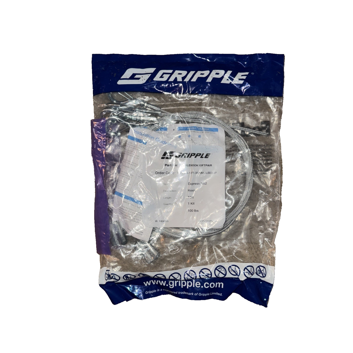 Gripple Cable Mounting Kit 10' YCABLEHOOK10FTPAIR