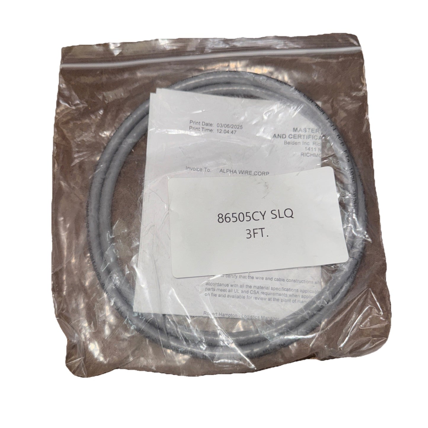86505CY SLQ ALPHA WIRE 3FT