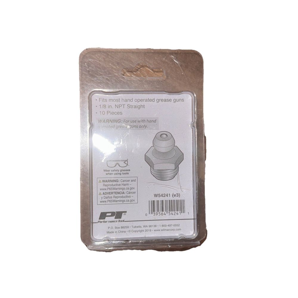 W54241 10 pk. 1/8 NPT Grease Fittings Performance Tool – a small plastic container with a plastic lid