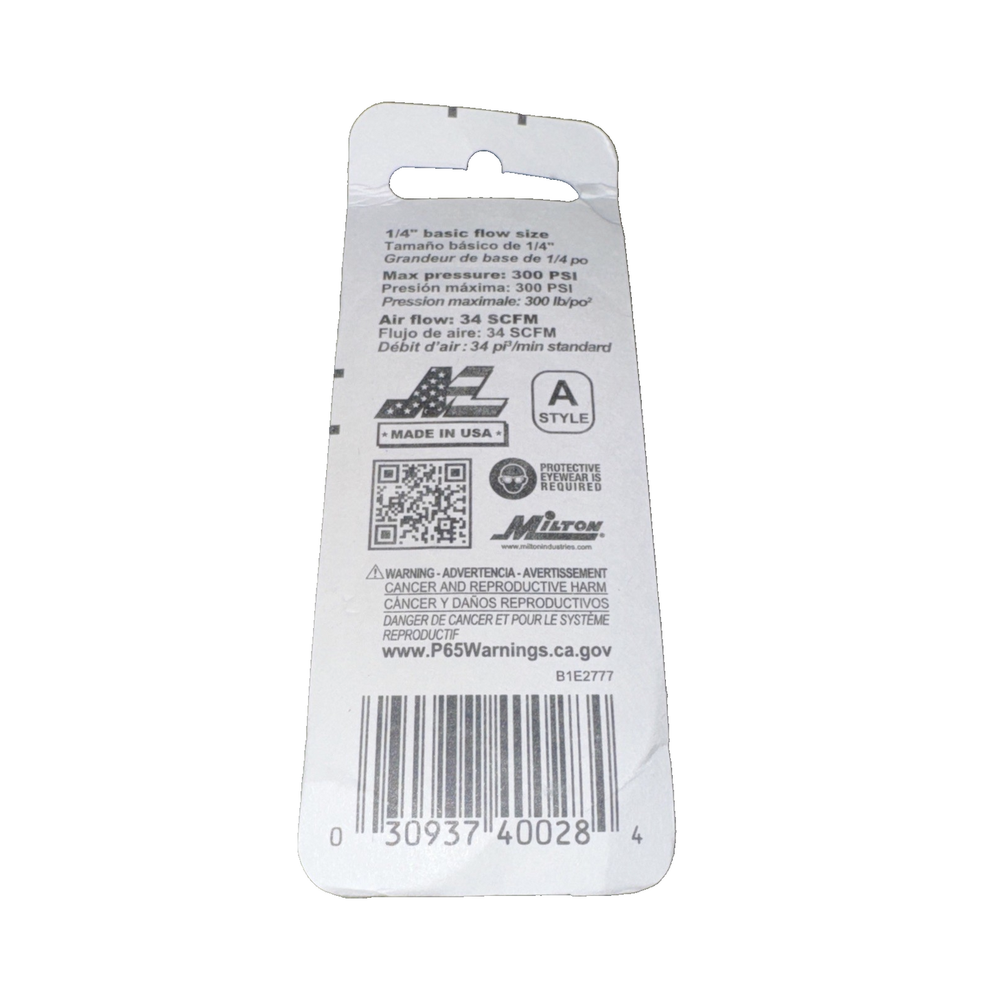 Milton 1/4 Male Plug A-Style, 2/CD 030937400284