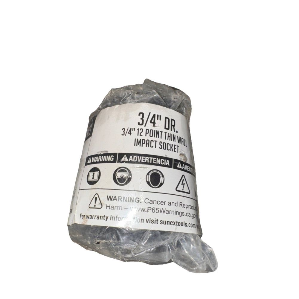 3/4" DRIVE 3/4" 12-POINT THIN WALL IMPACT SOCKET 424ZT, Sunex – a white plastic bag with a black and white label