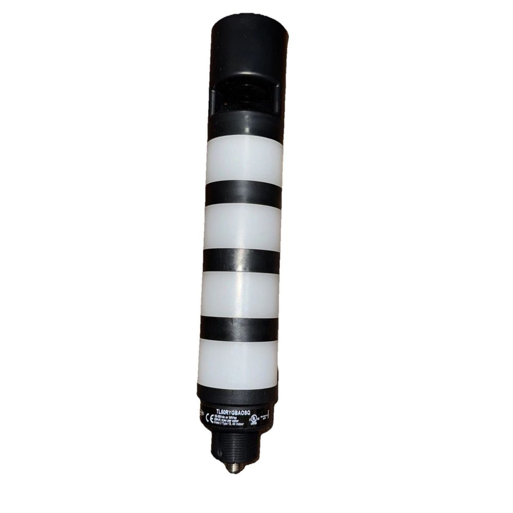 TL50RYGBAOSQ Tower Light: 4-Color Sealed Banner Engineering – a black and white pole with a white stripe