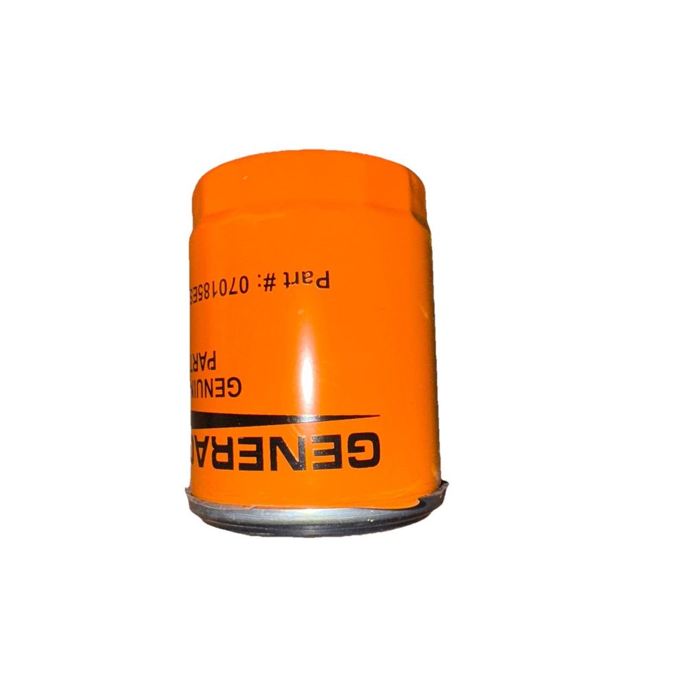 Genuine Generac 070185ES Oil Filter Fits 070185E 70185 OEM – a close up of an orange oil can