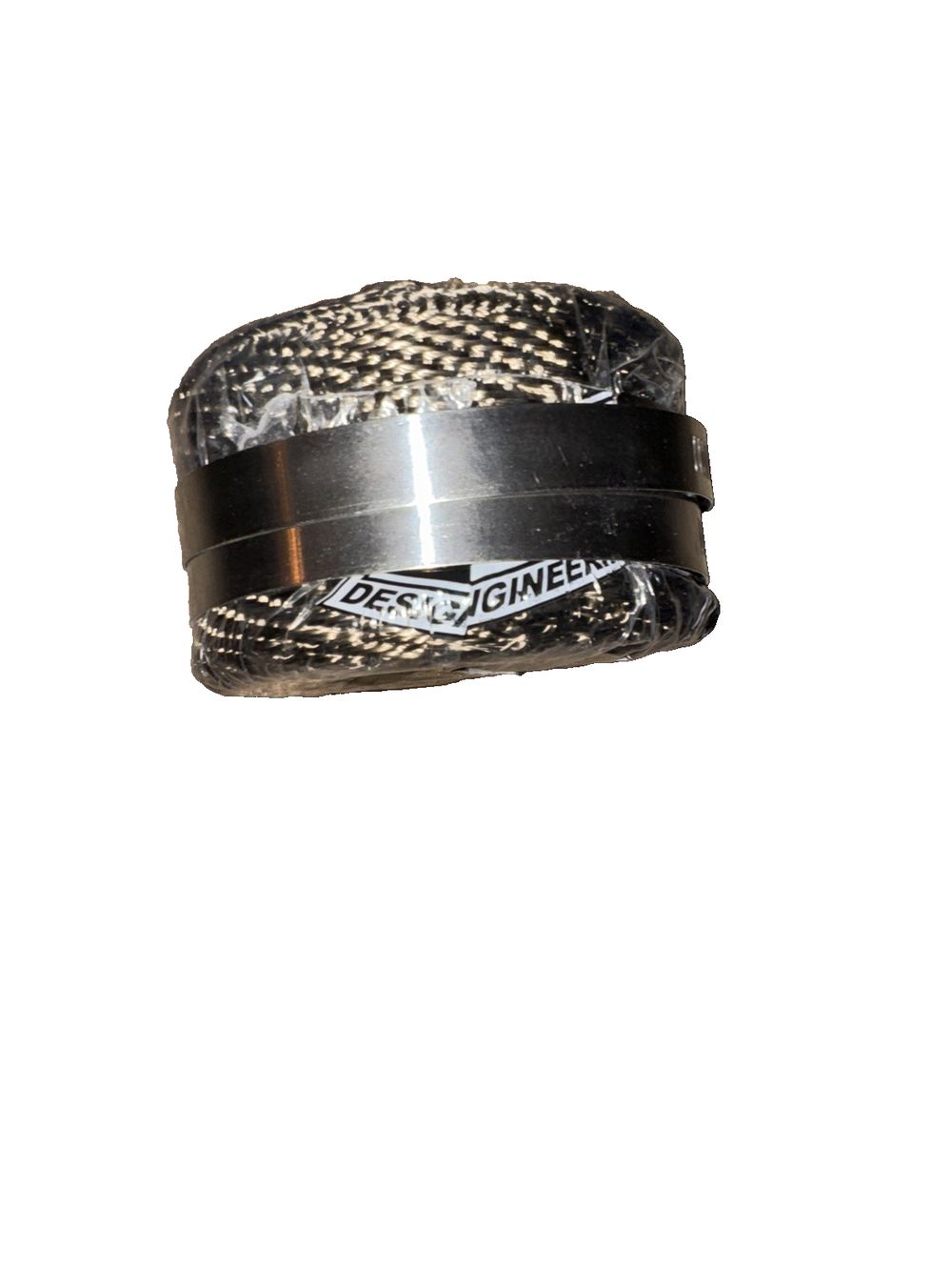 D40-10131 2 X 25 Ft. Titanium Exhaust Wrap, Design Engineering – a black and white ring with a pattern on it