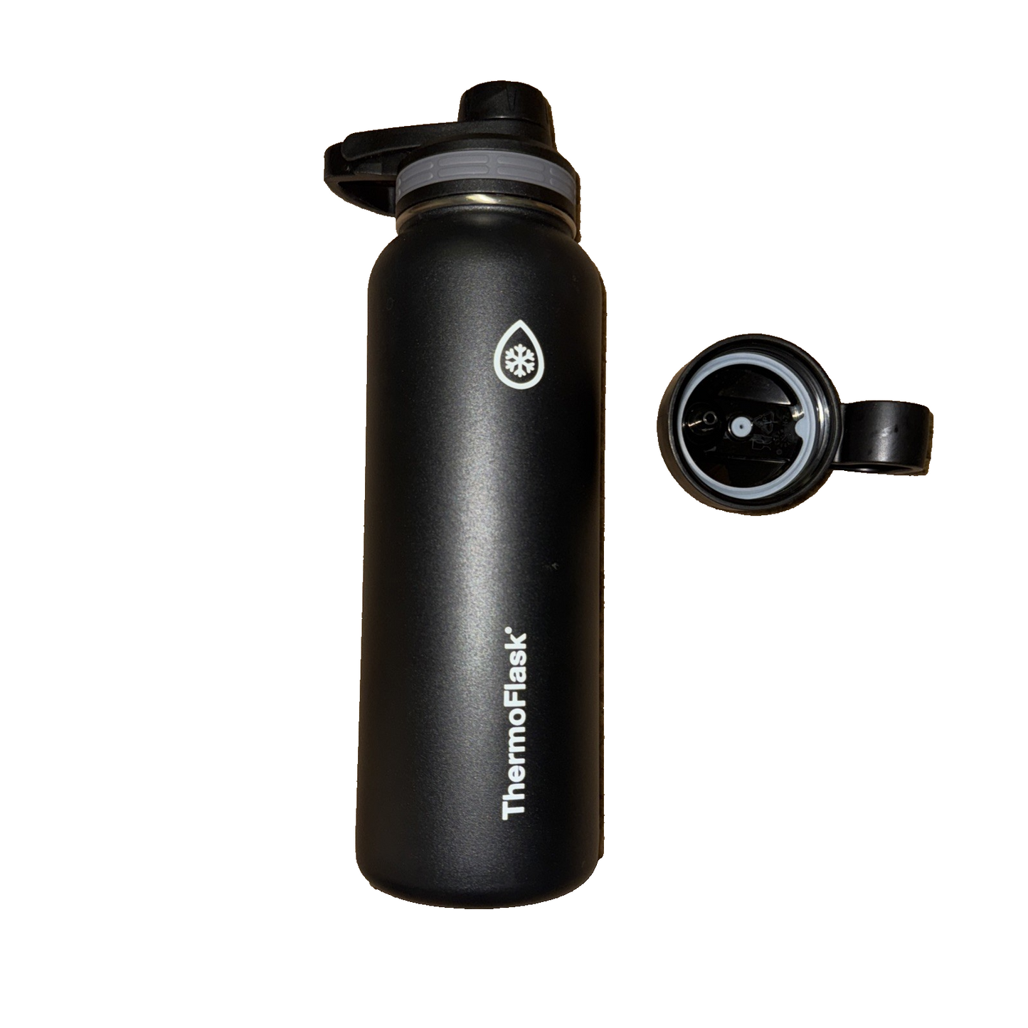 ThermoFlask Insulated Water Bottle 1.2L Black Stainless Steel + Extra Sip Lid