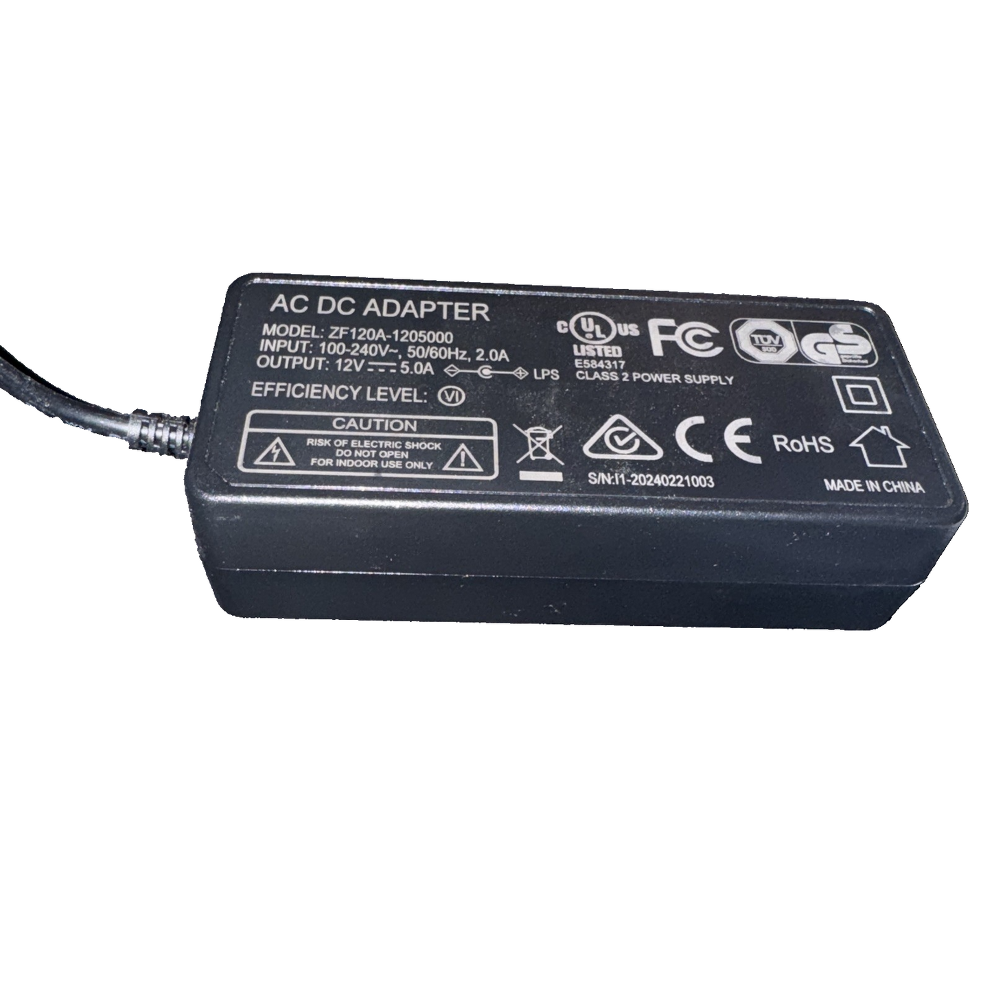 ZF120A-1205000 AC/DC/ Adapter (Missing Wall Plug)