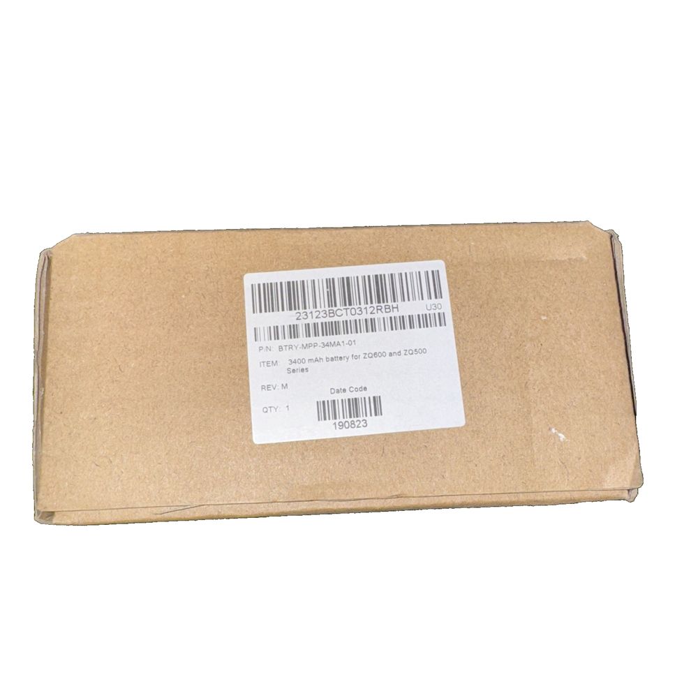 Zebra Spare Smart Battery BTRY-MPP-34MA1-01 – a cardboard box with a barcode on it