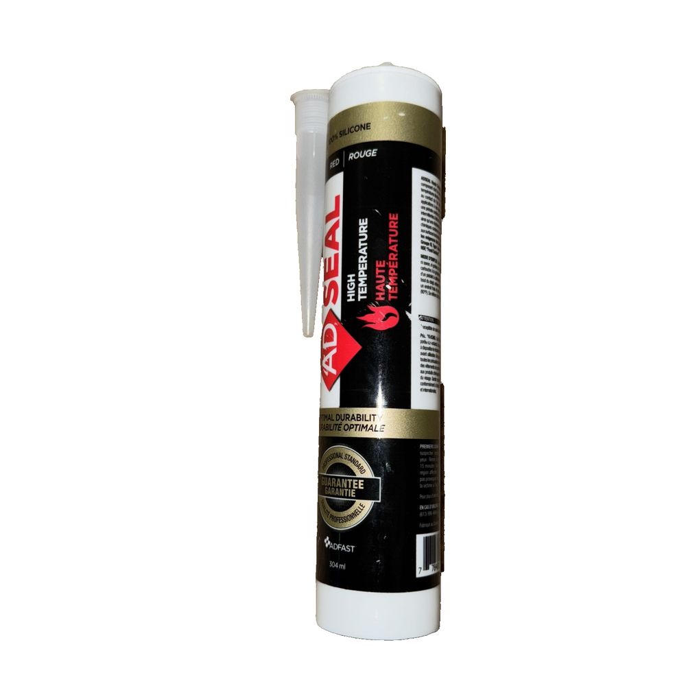 AD Seal Red High Temperature 100% Silicone Caulking 304Ml – a white spray with a black and gold stripe