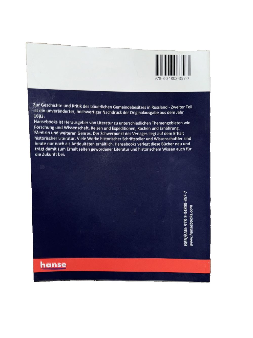 Zur Geschichte und Kritik des buerlichen Gemeindebesitzes in Russland: Zweiter T, DaveyDooDeals – the back cover of the book, showing the t…