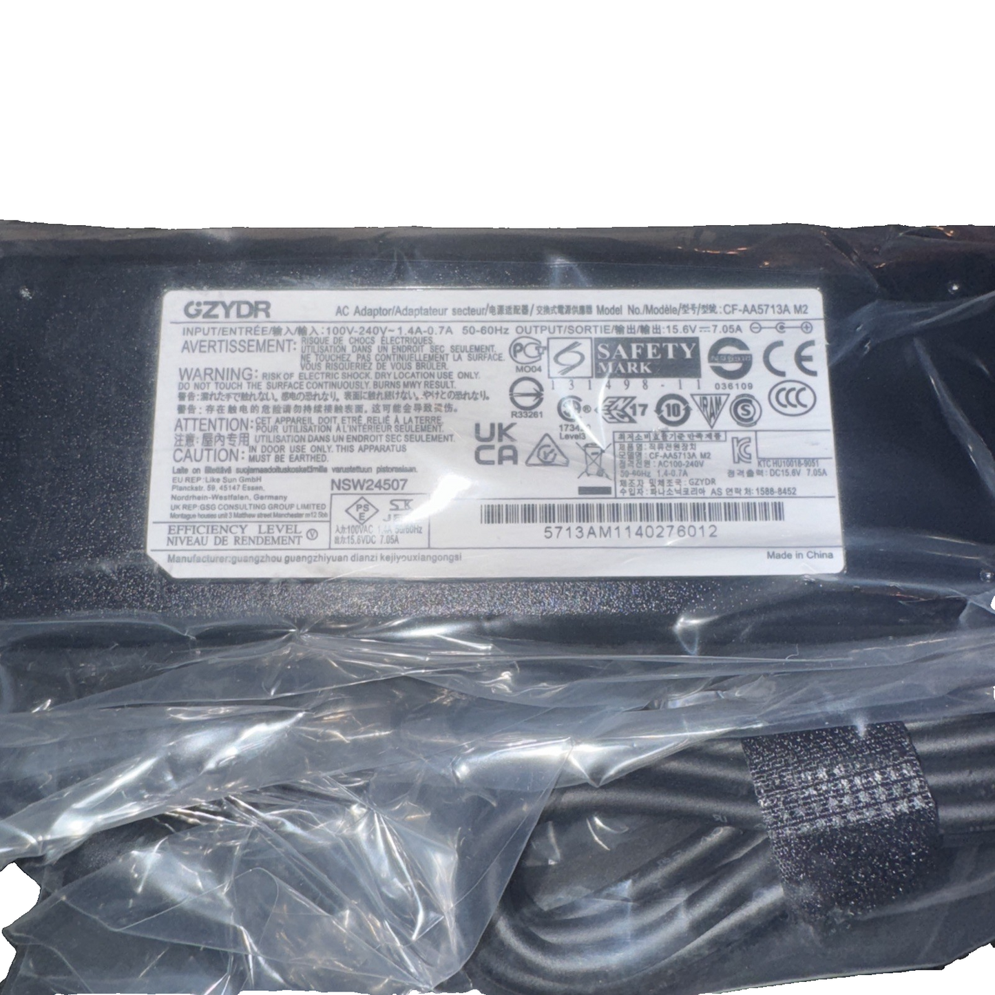 110W 15.6V 7.05A CF-AA5713 Adapter for Panasonic Tough Book GZYDR