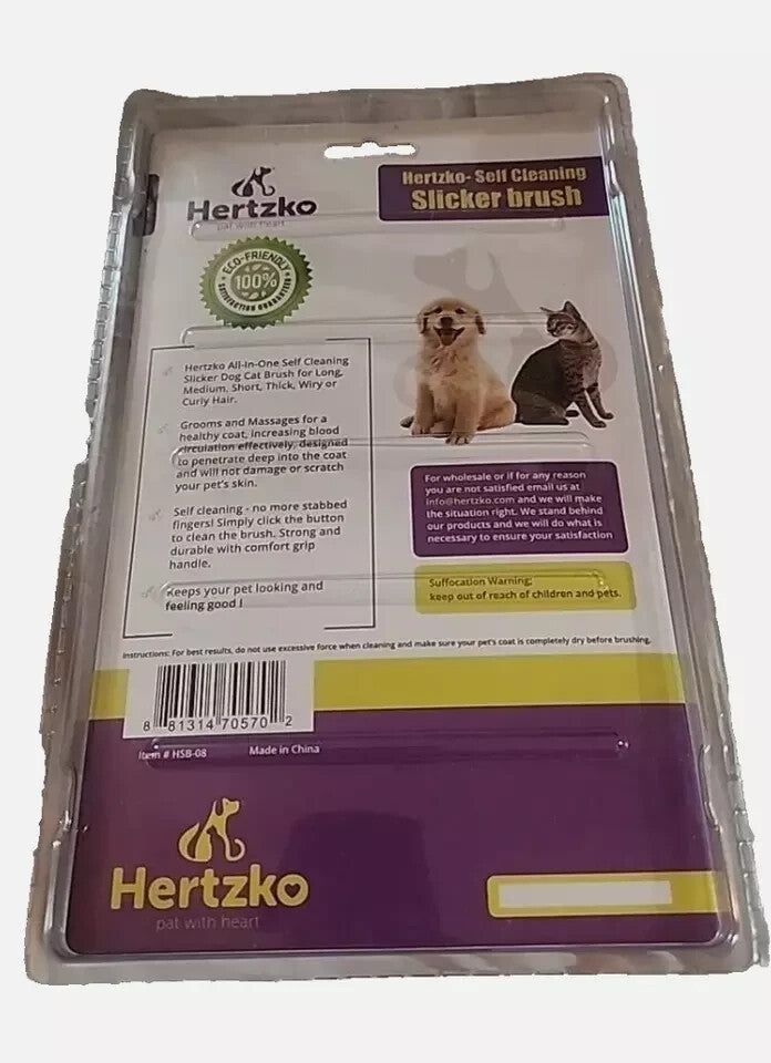 Hertzko Self-Cleaning Slicker Brush - Ultimate Shedding Tool for Dogs & Cats – hertz cat stick for cats