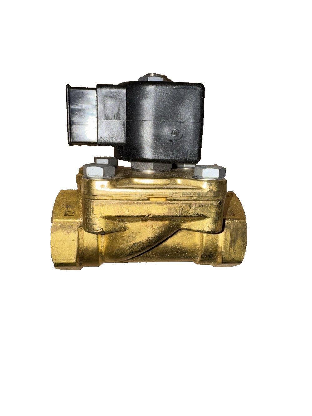 Parker 2-Way Normally Closed, 1" NPT General Purpose Solenoid Valves – a brass ball valve with a black handle
