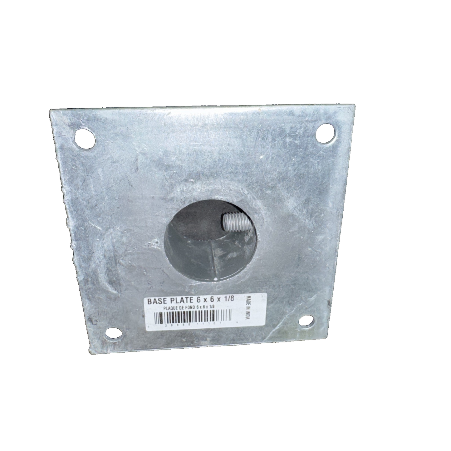 Base Plate – Galvanized Steel - 6" x 6" x 1/8"