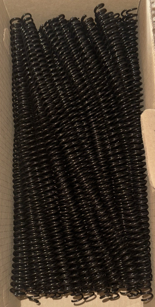 100 Pack - GBC 10mm ColorCoil Binding Spines 4:1 Pitch- Black 9665020 New