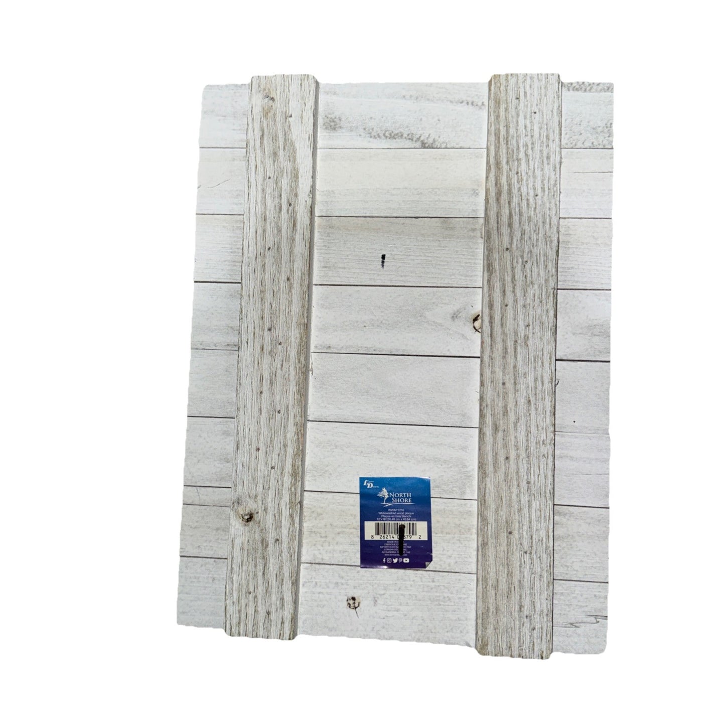 North Shore White Washed Wood Plaque 12" x 16"
