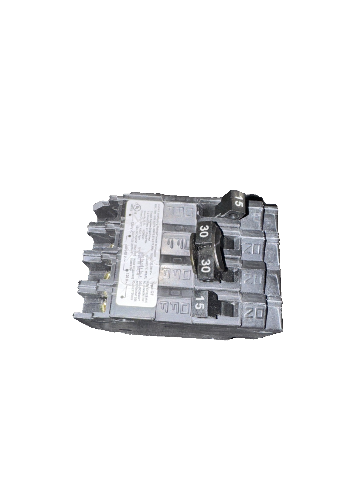 SIEMENS Q21530CT 30 Double Two 15-Amp Single Pole Circuit Breaker, Black