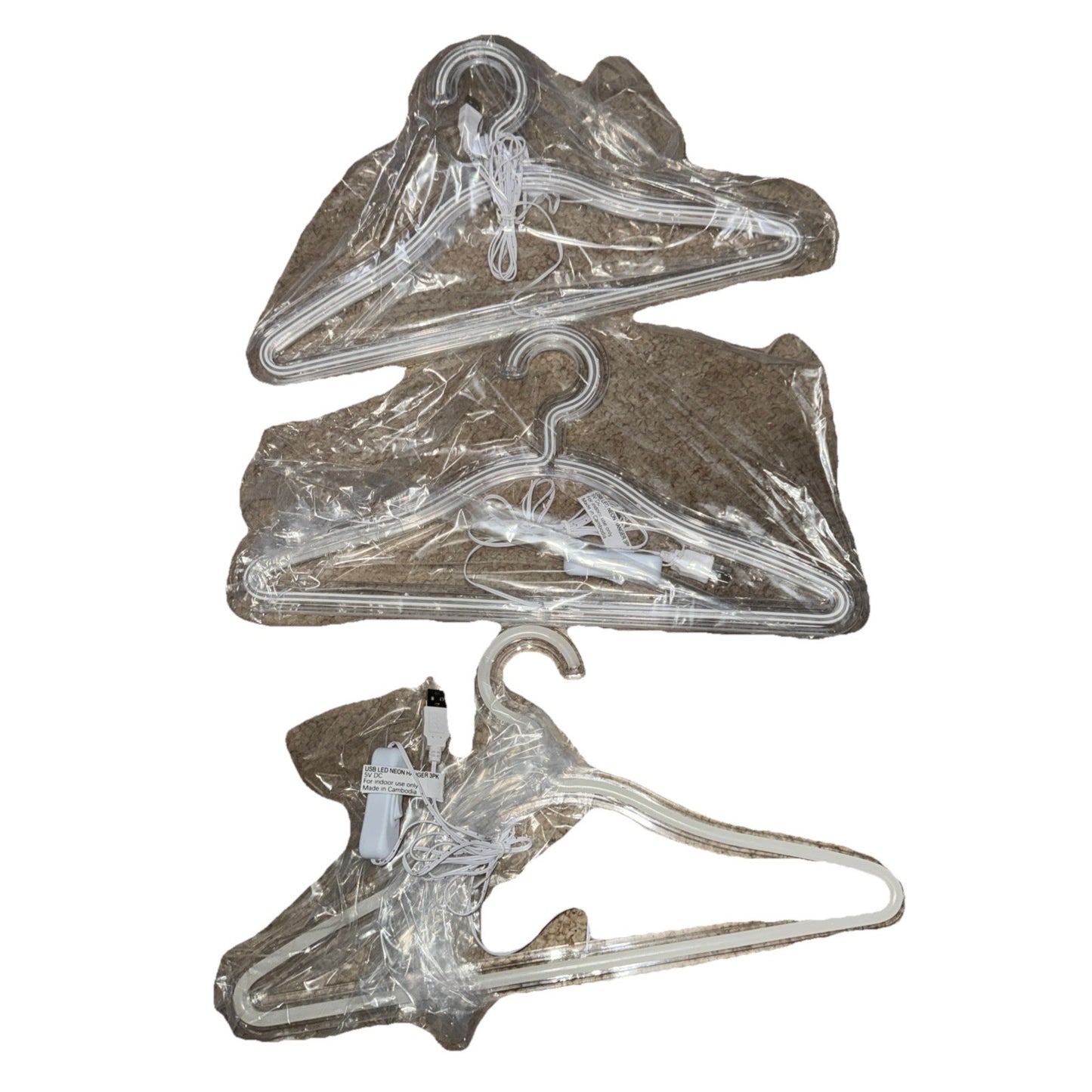 EZ-Illuminations 3- Pack LED Neon Light USB Clothes Hangers