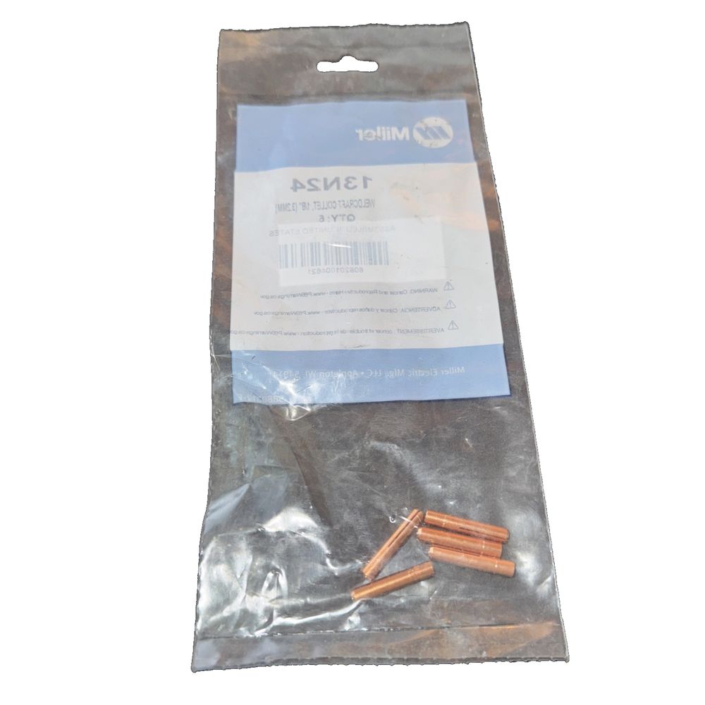 Miller Weldcraft 13N24 Collet, 1/8" (3.2mm), 5 pack – a package of copper bullet cartridges