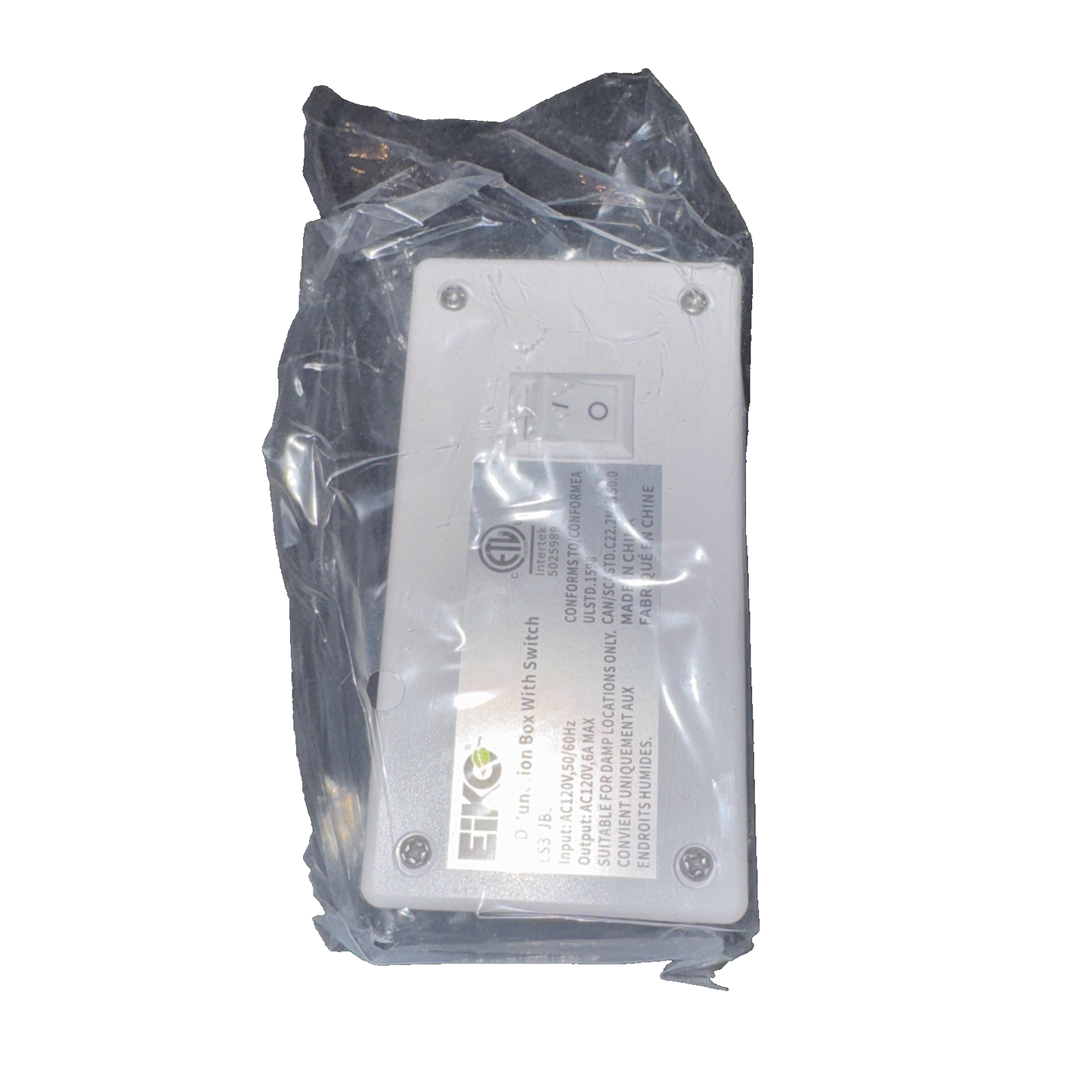 JUNCTION BOX WITH SWITCH FOR LS2 AND LS3, 120VAC LS3-JBS