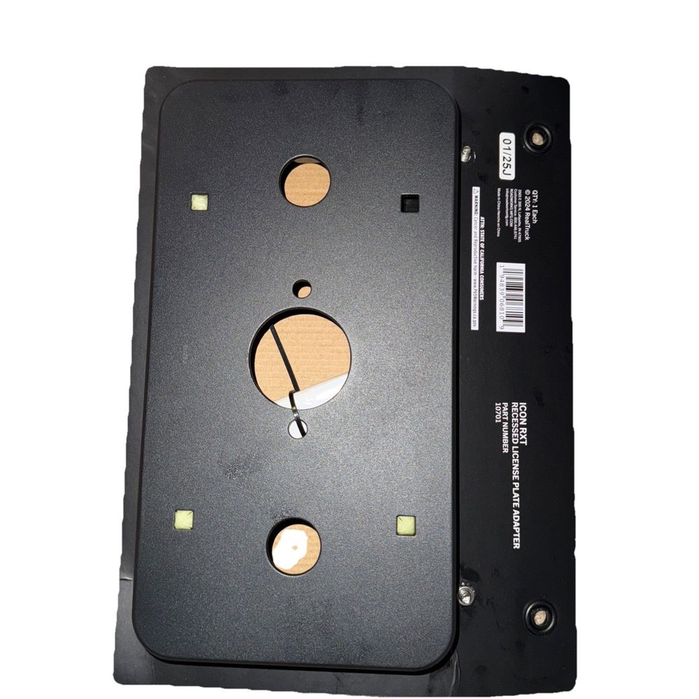 RealTruck RoadWorks | ICON RXT Recessed License Plate Adapter | 10701, DaveyDooDeals – a black floppy with a white background