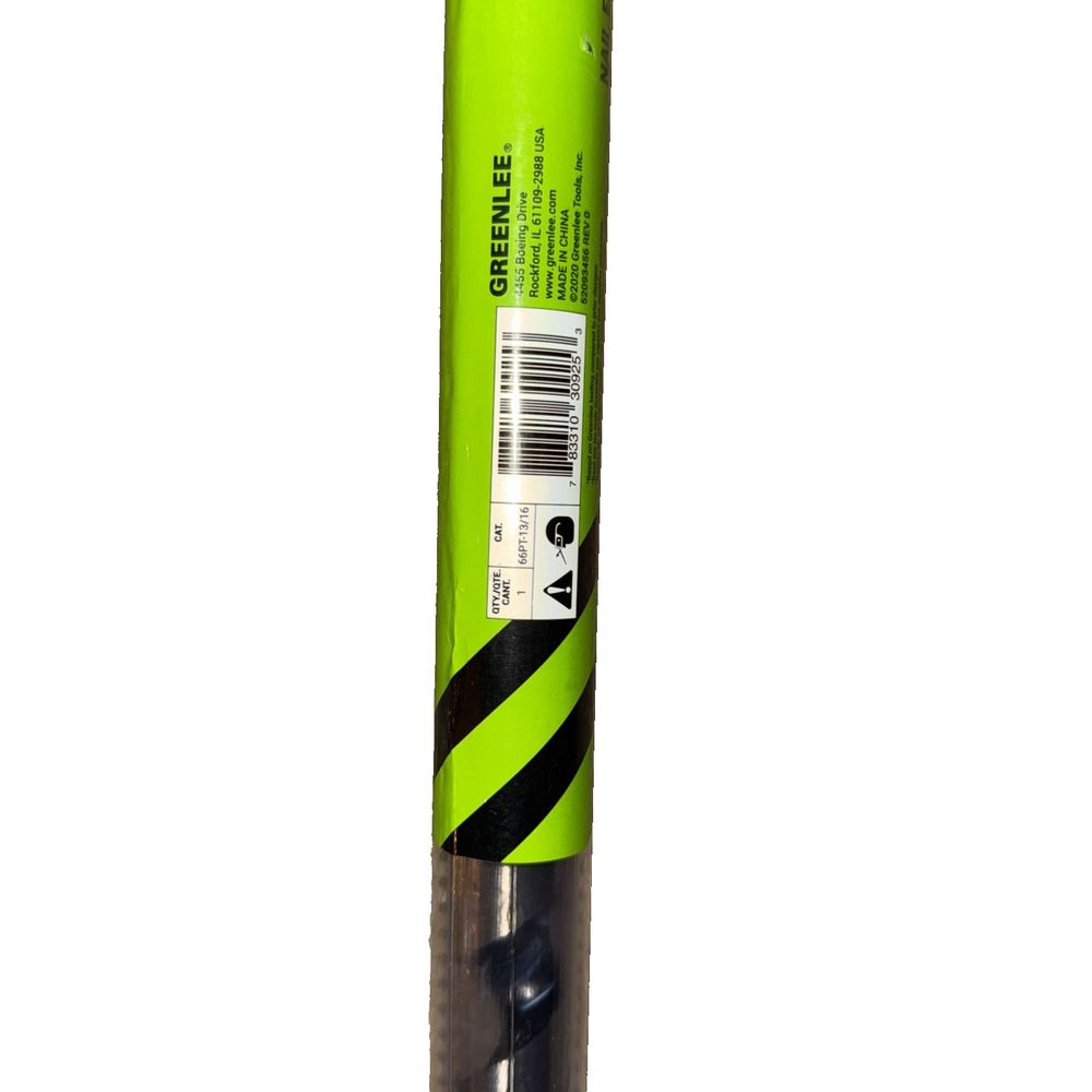Greenlee 66PT-13/16 Nail Eater Extreme Auger Bit, 13/16-Inch – a green and black stick with a white background