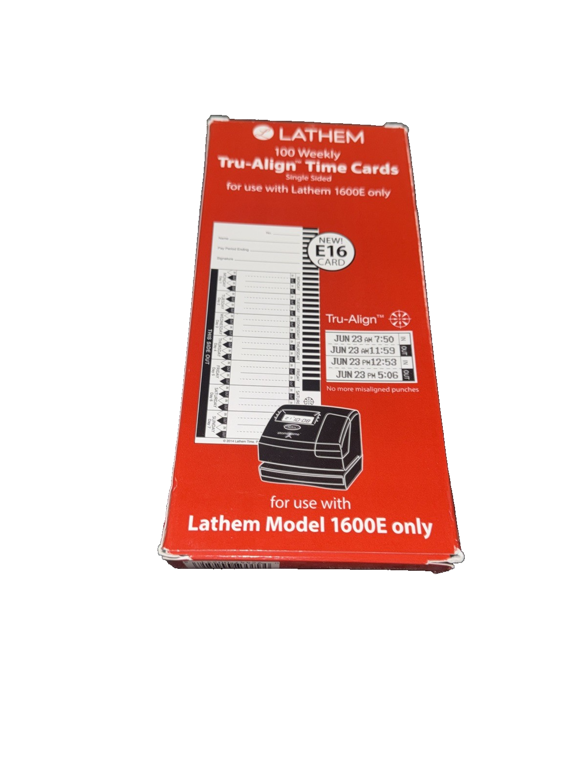 Lathem Weekly Tru-Align Time Cards, Single Sided, For Use with Lathem 1600E 100