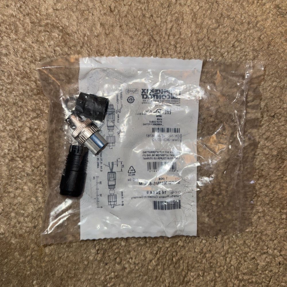 SACC-M12MS-5PL M - Connector - 1424649, Phoenix Contact – a small black and white plastic bag with a small black and white plastic bag