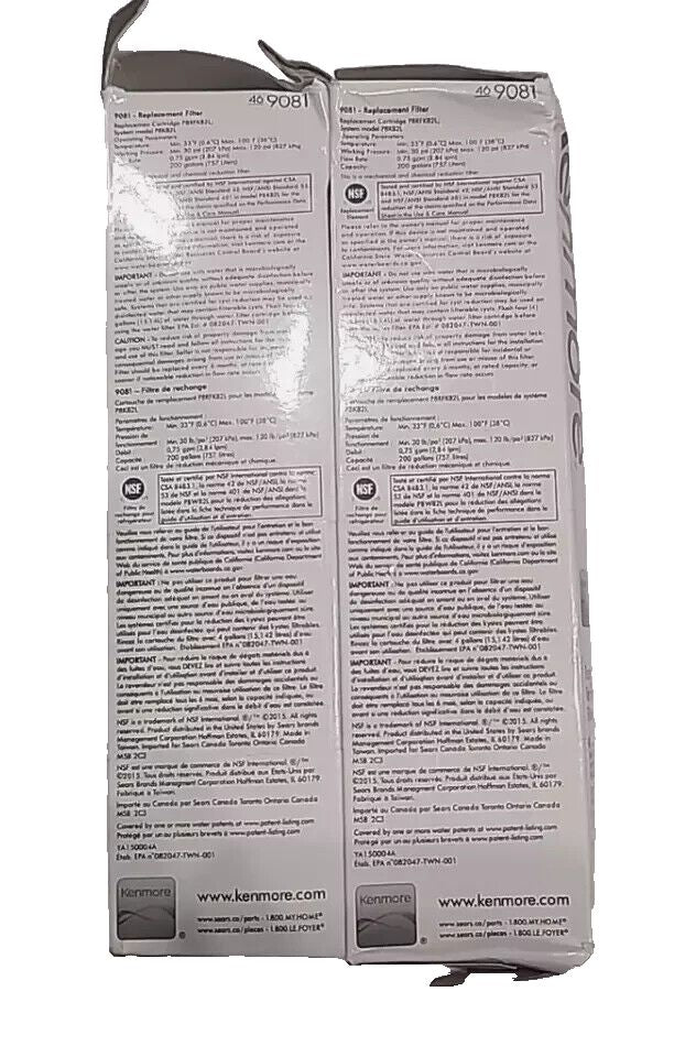 Kenmore 469081 Refrigerator Water Filter 2 Pack - Genuine Replacement for Clean – a bag of white paper with a black label