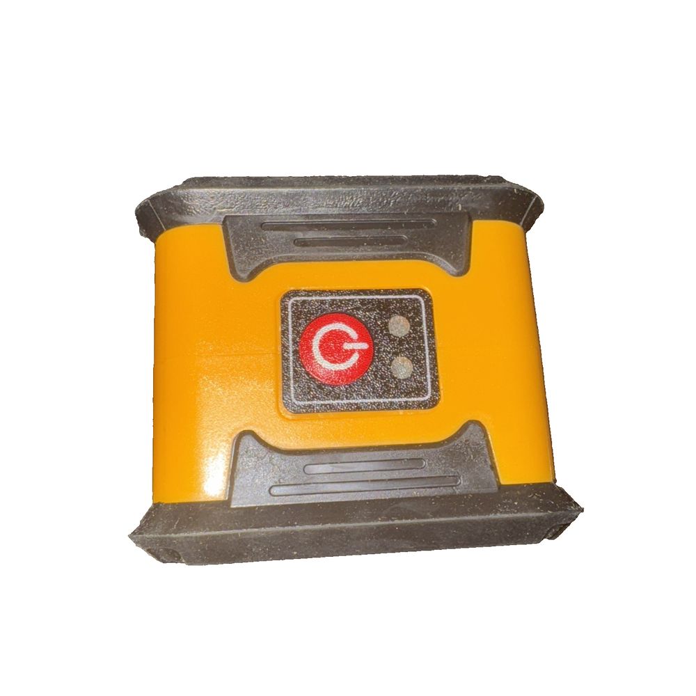 Mcro XRX010-L Self Leveling laser – a yellow plastic box with a red button on the top