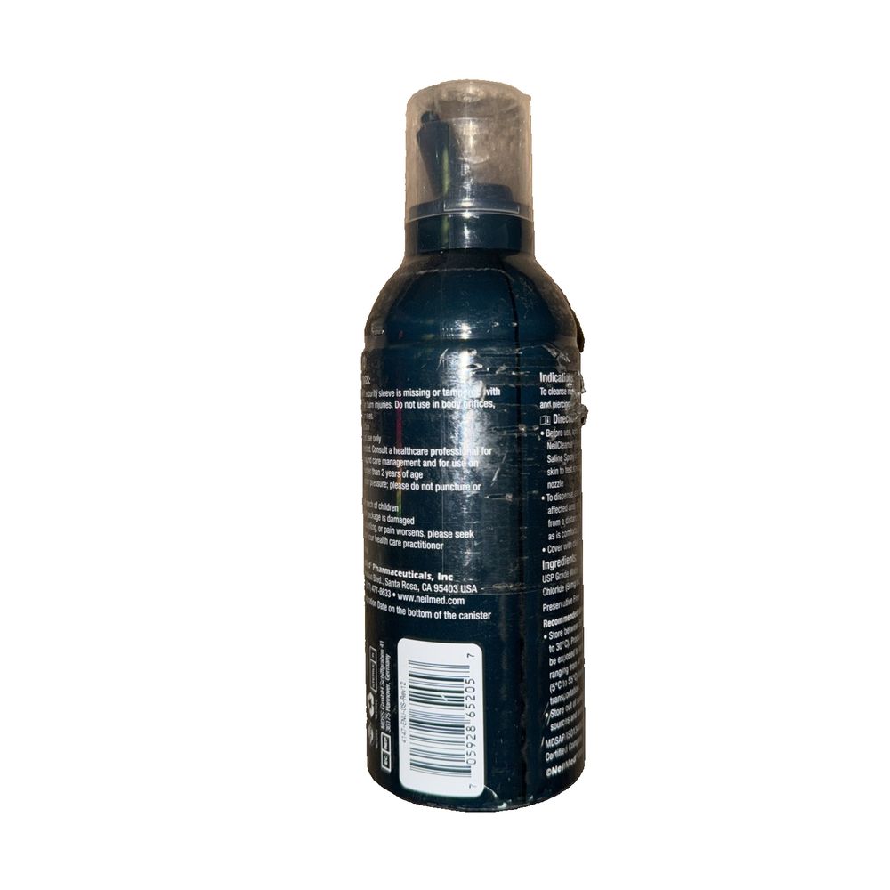 NeilMed NeilCleanse Piercing Aftercare, Fine Mist, 6 Fluid Ounce – a bottle of black liquid on a white background
