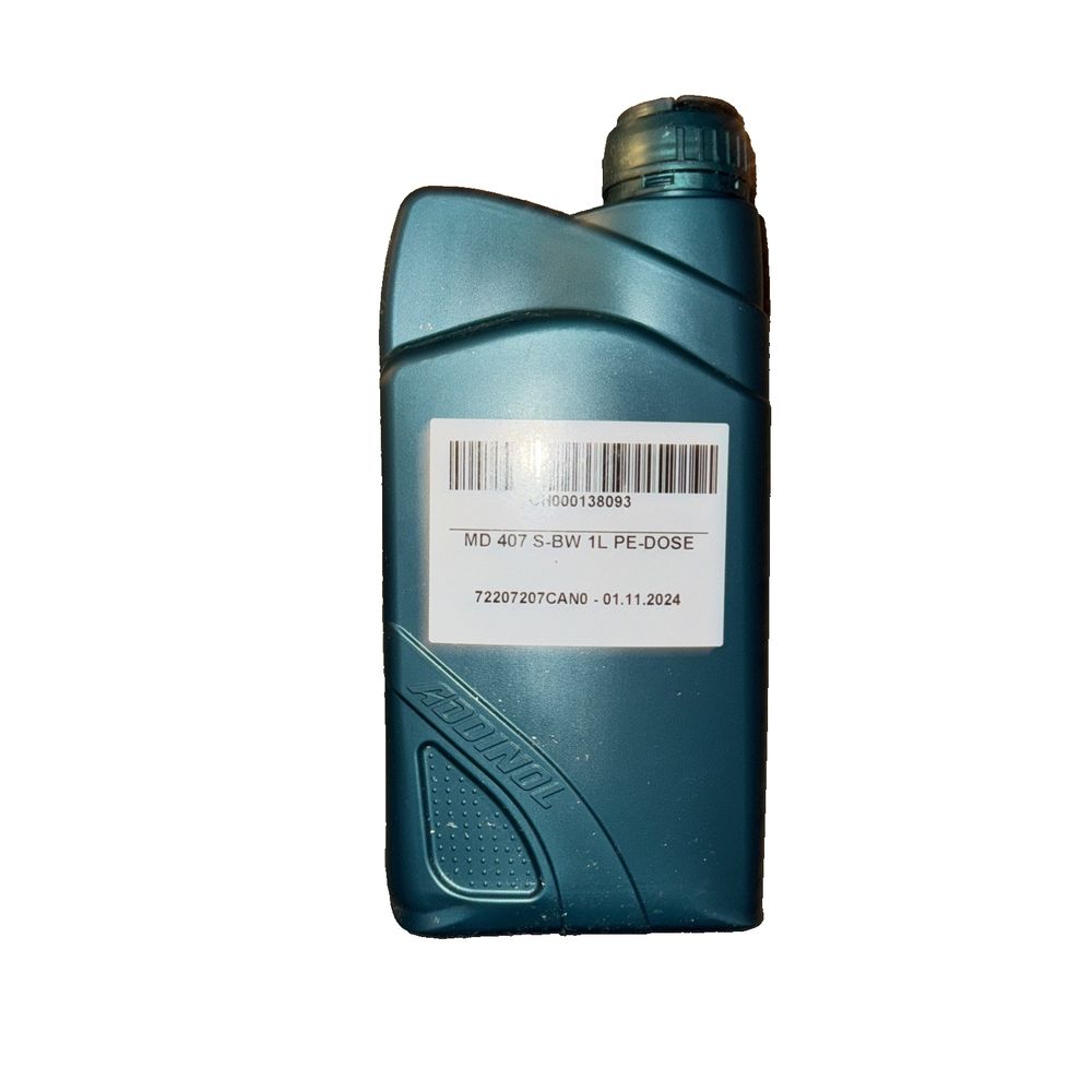 ADDINOL Lubricating Oil MD 407 S-BW 1 Litre – a blue plastic bottle with a white label on it