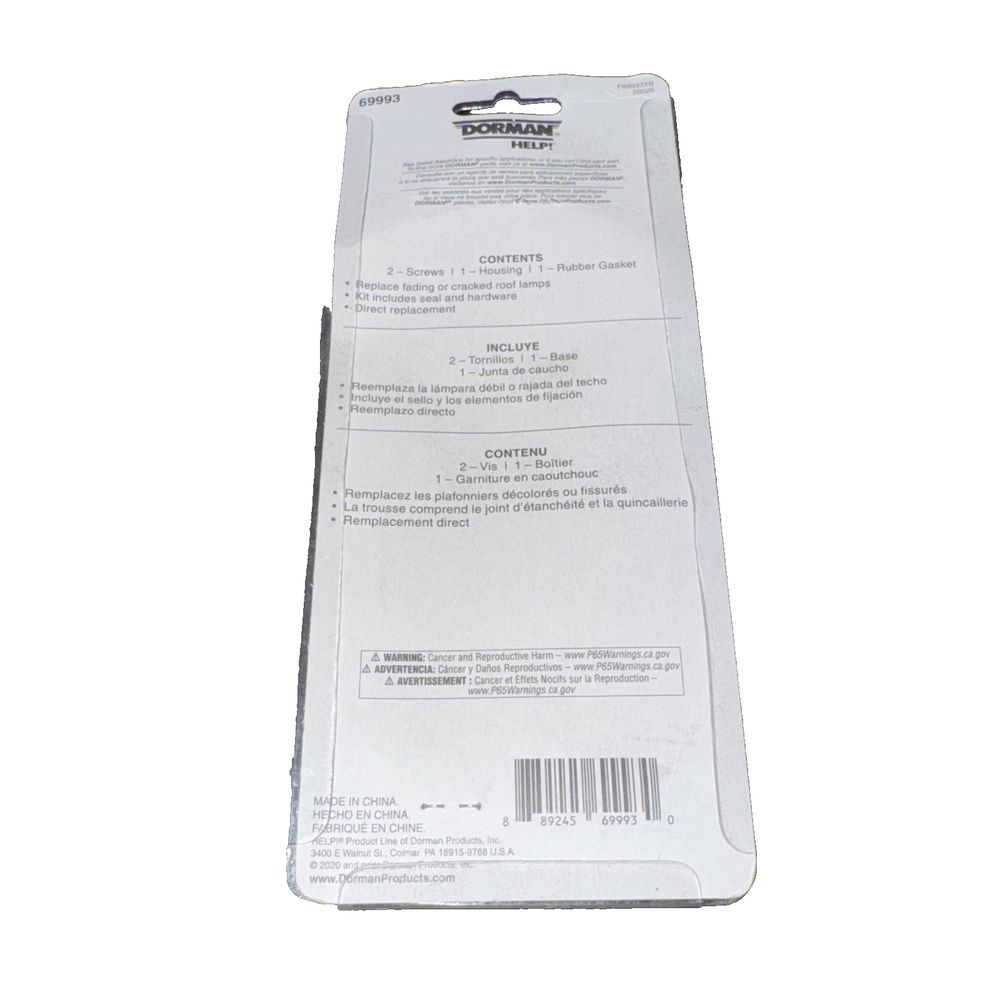 Dorman 69993 Roof Marker Light – a package of a white plastic packaging