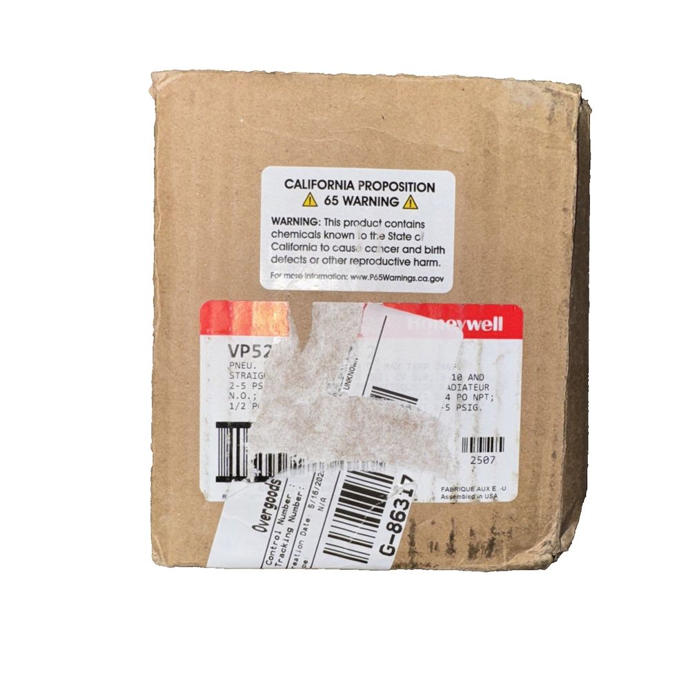 VP525C103222507 1/2 Pneumatic Radiator Valve HoneyWell, DaveyDooDeals – a cardboard box with a label on it