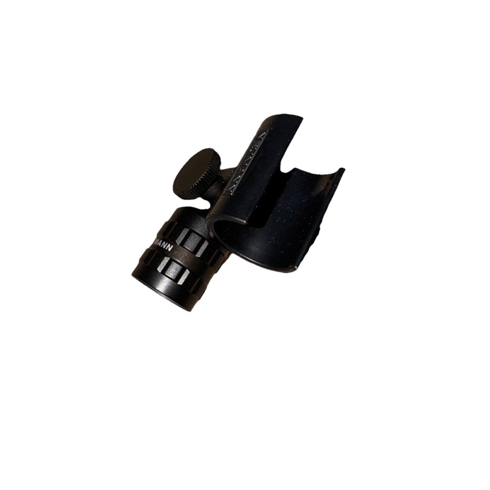 Neumann SG 21 bk Swivel Mount for Miniature Microphones – a black plastic clip with a white background