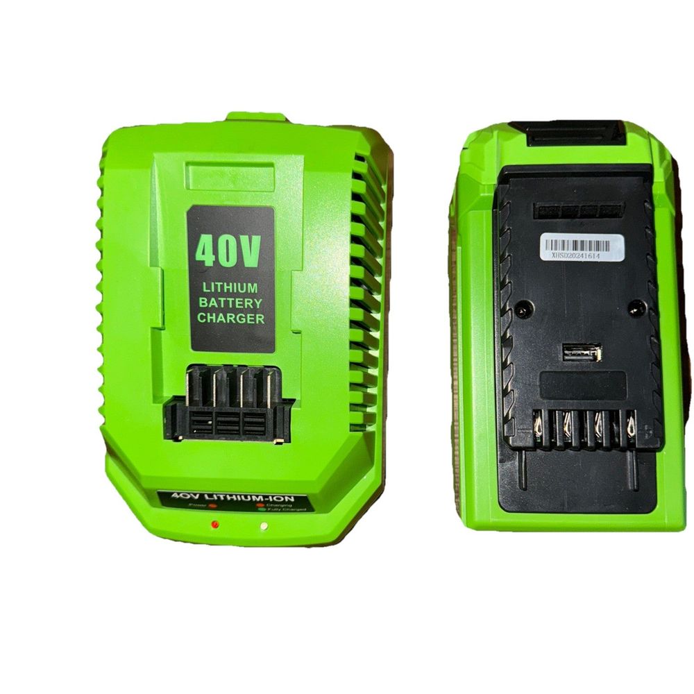 29472 40V max Battery + Chager (No Cord), Unbranded – the green battery charger is shown with the battery