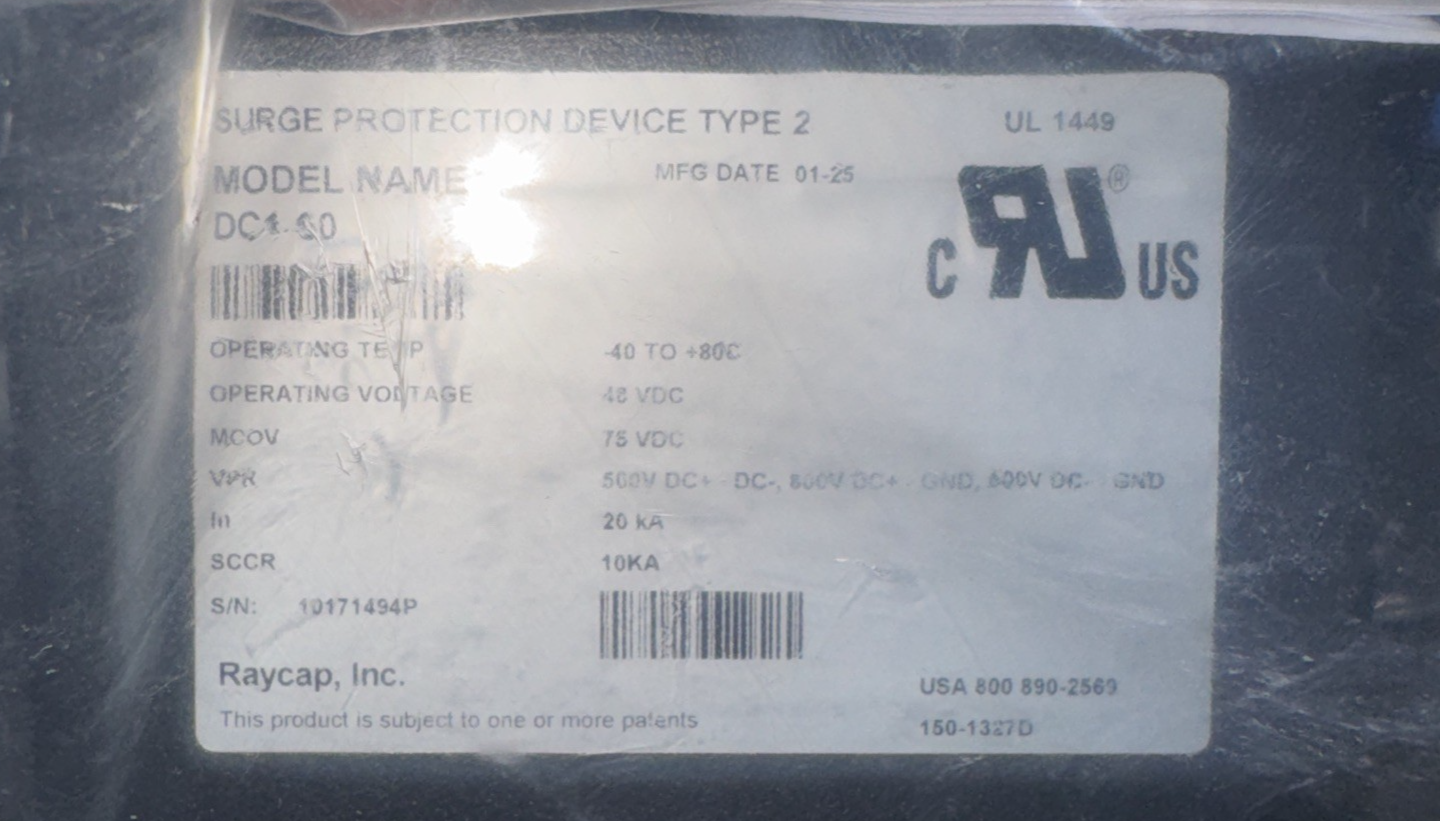 RayCap DC1-60 Surge Protection Device Type 2