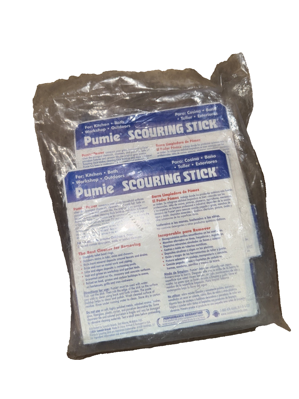 PUMIE Pumice Scouring Stick for Cleaning Toilet Rings Stain & Hard Water 2 Pack
