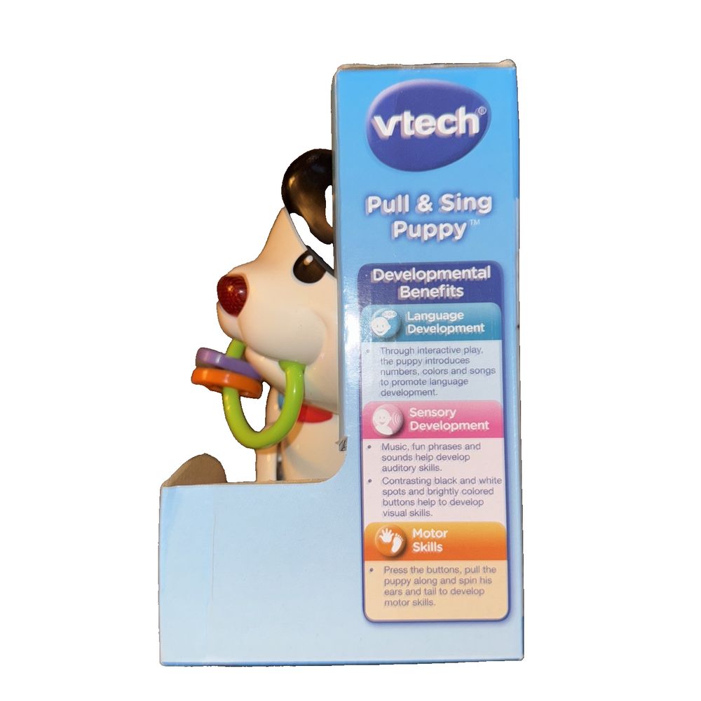 VTech Pull and Sing Puppy Learning Toy New in Box – vici puppy dog with a bottle of water