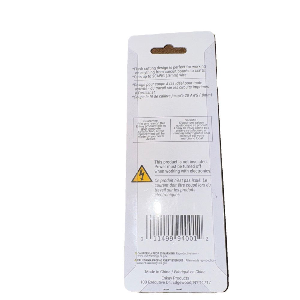Enkay 940-C 5-Inch Mini Flush Cut Pliers, Carded – a package of a white box with a label on it