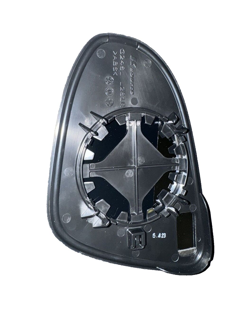 Fit System Passenger Side Non-heated Mirror Glass w-backing plate, Toyota Camry – a black plastic fan with a white background