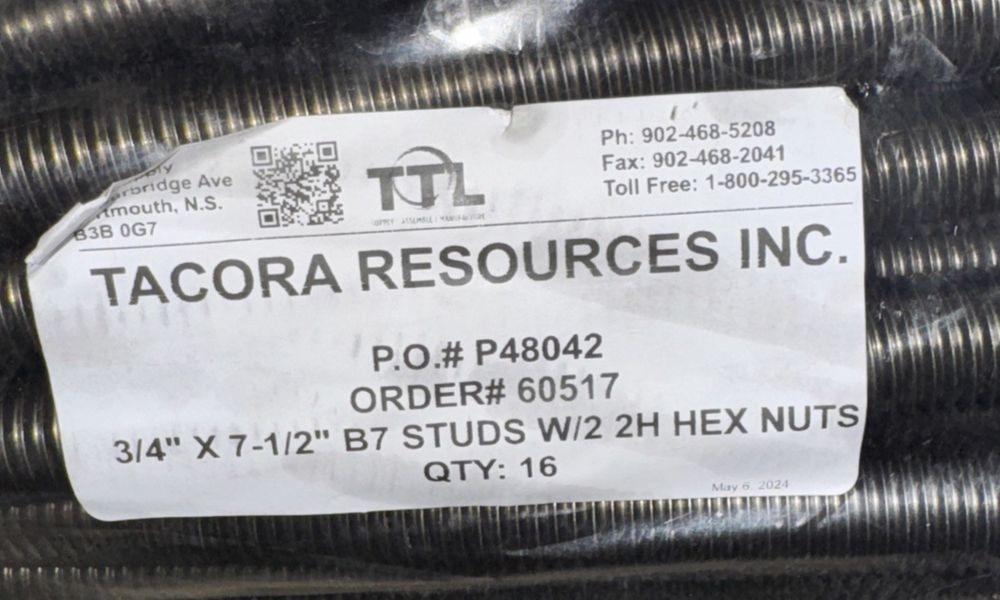 3/4"x7-1/2" B7 Studs W/2 2H Hex Nuts 16 Pack, TTL – a pile of black and white tires